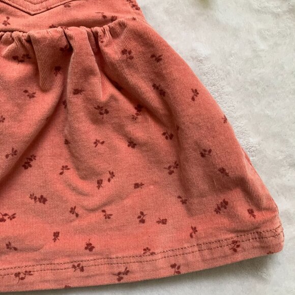 Joe Fresh Baby Toddler Overall Corduroy Dress 12-18M | Coral Pink Floral EUC - Picture 7 of 13